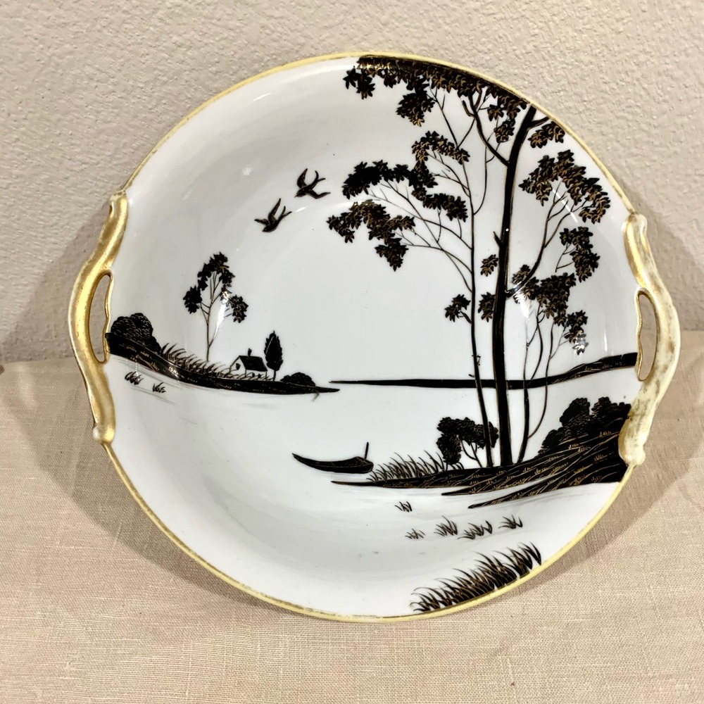 VINTAGE NIPPON BLACK WHITE VEGETABLE BOWL